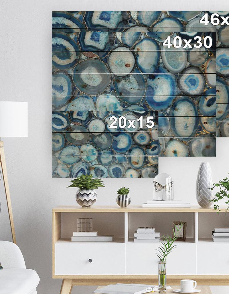 DesignQ Unusual Stone Decorative Blue Turquoise -Stone Print On Natural Pine Wood