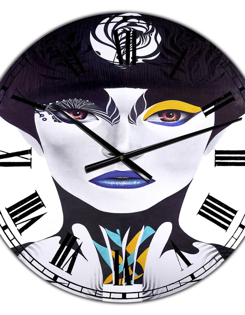 DesignQ Urban Woman With Blue Lips - Large Modern Wall Clock