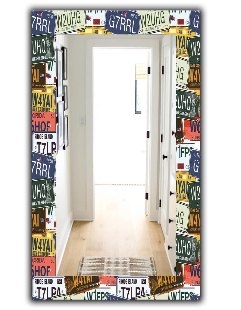 DesignQ Us California Licence Plates - Modern Mirror - Wall Mirror