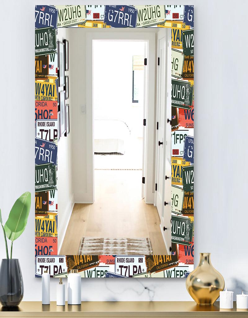 DesignQ Us California Licence Plates - Modern Mirror - Wall Mirror