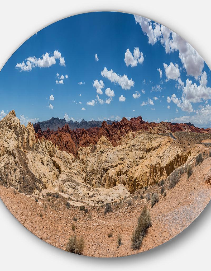 DesignQ Valley Of Fire Landscape Panorama - Landscape Disc Metal Wall Art