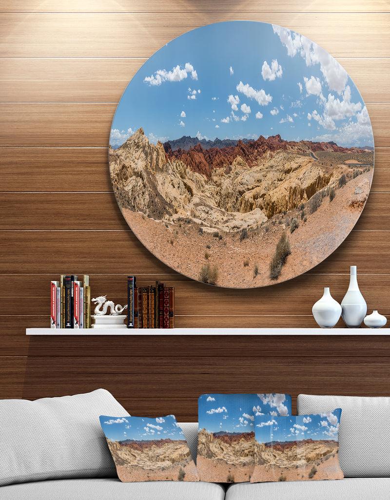 DesignQ Valley of Fire Landscape Panorama - Landscape Disc Metal Wall Art