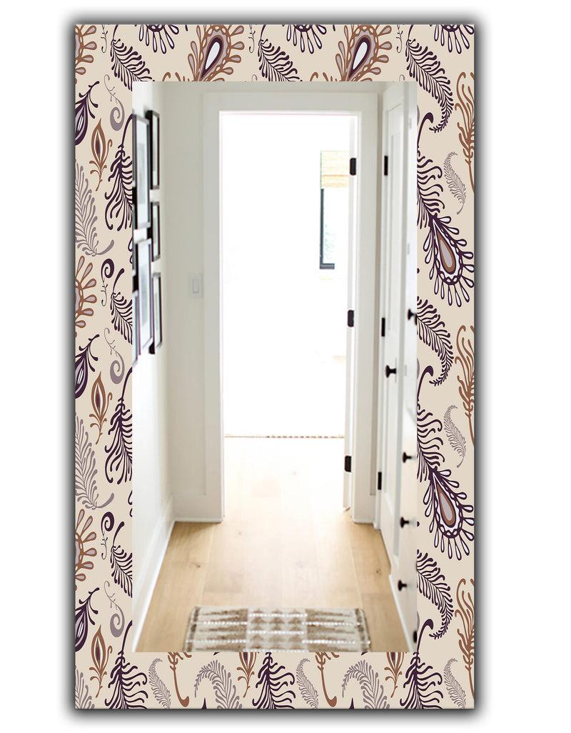 DesignQ Various Feather Pattern - Bohemian Eclectic Mirror - Modern Wall Mirror