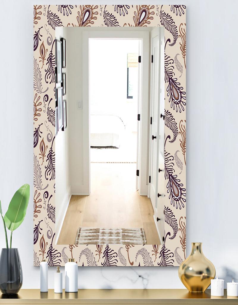 DesignQ Various Feather Pattern - Bohemian Eclectic Mirror - Modern Wall Mirror