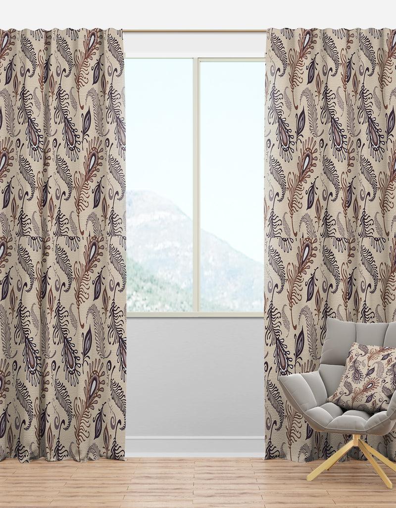 DesignQ Various Feather Pattern - Southwestern Curtain Panels