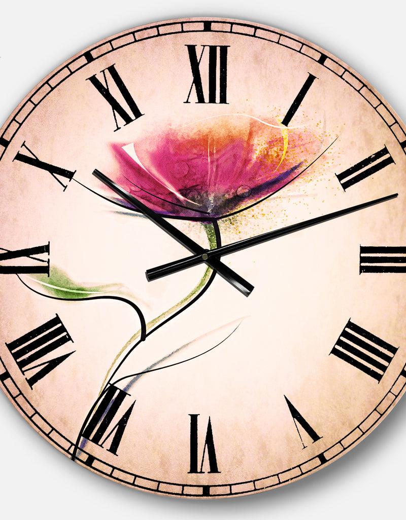 DesignQ Vector Watercolor Floral Design - Floral Large Wall CLock