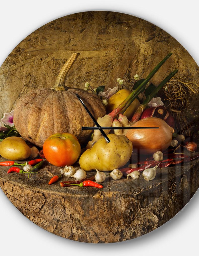 DesignQ Vegetables And Fruits - Oversized Food Wall CLock