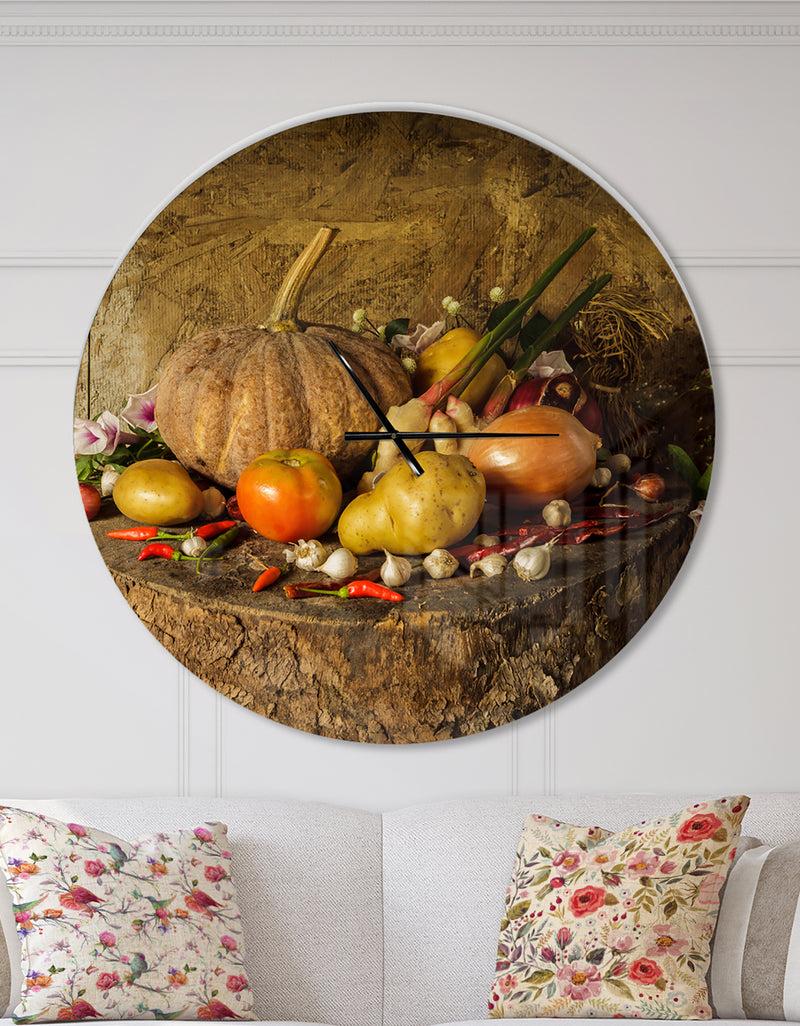 DesignQ Vegetables and Fruits - Oversized Food Wall CLock