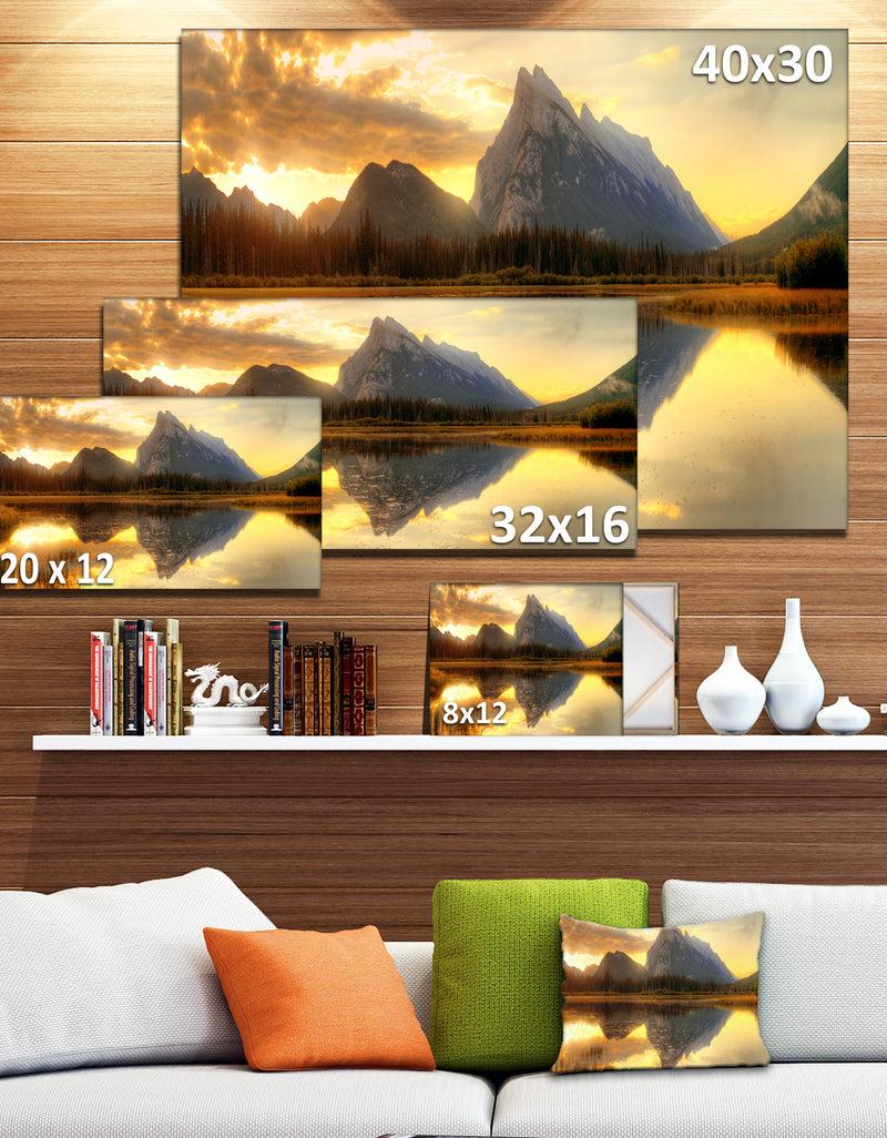 DesignQ Vermillion Lake Sunrise In Banff Park - Landscape Art Canvas Print