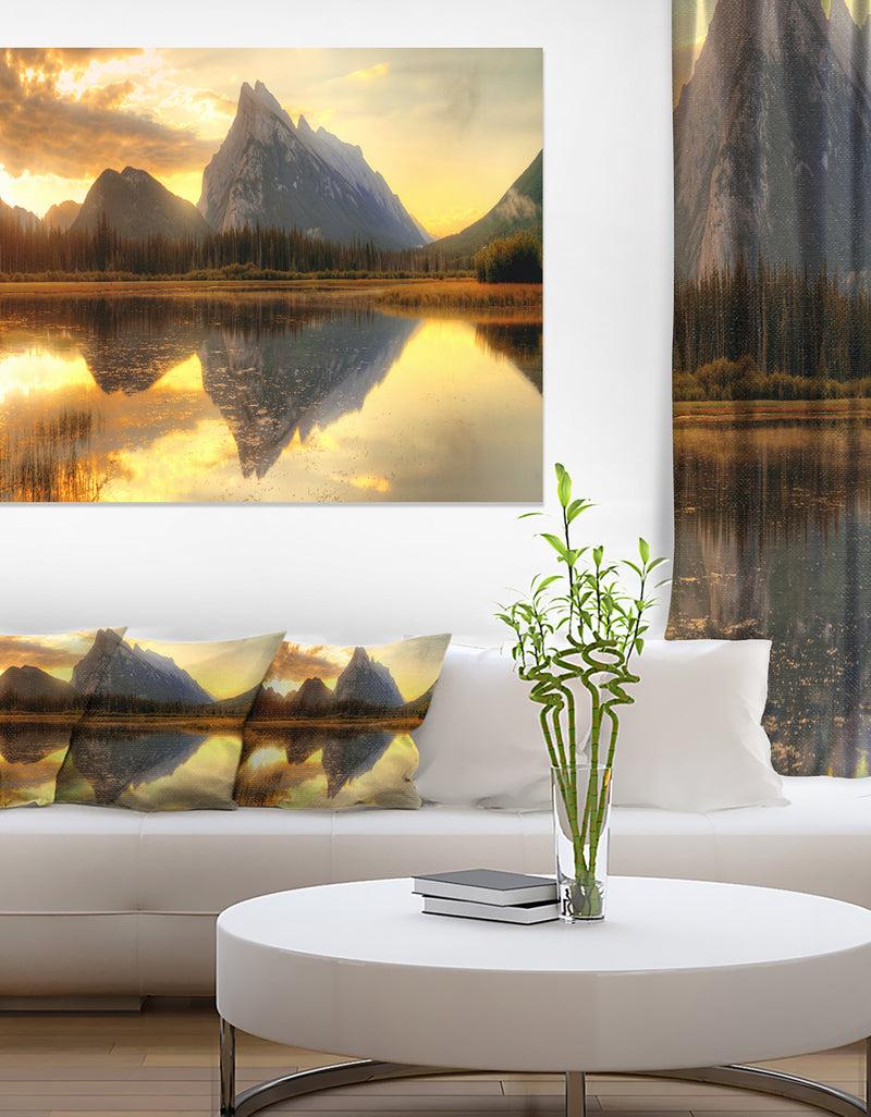 DesignQ Vermillion Lake Sunrise in Banff Park - Landscape Art Canvas Print