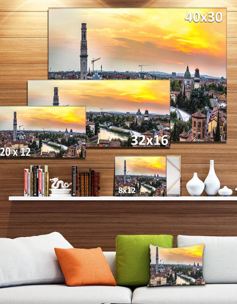 DesignQ Verona At Sunset In Italy - Cityscape Canvas Wall Art