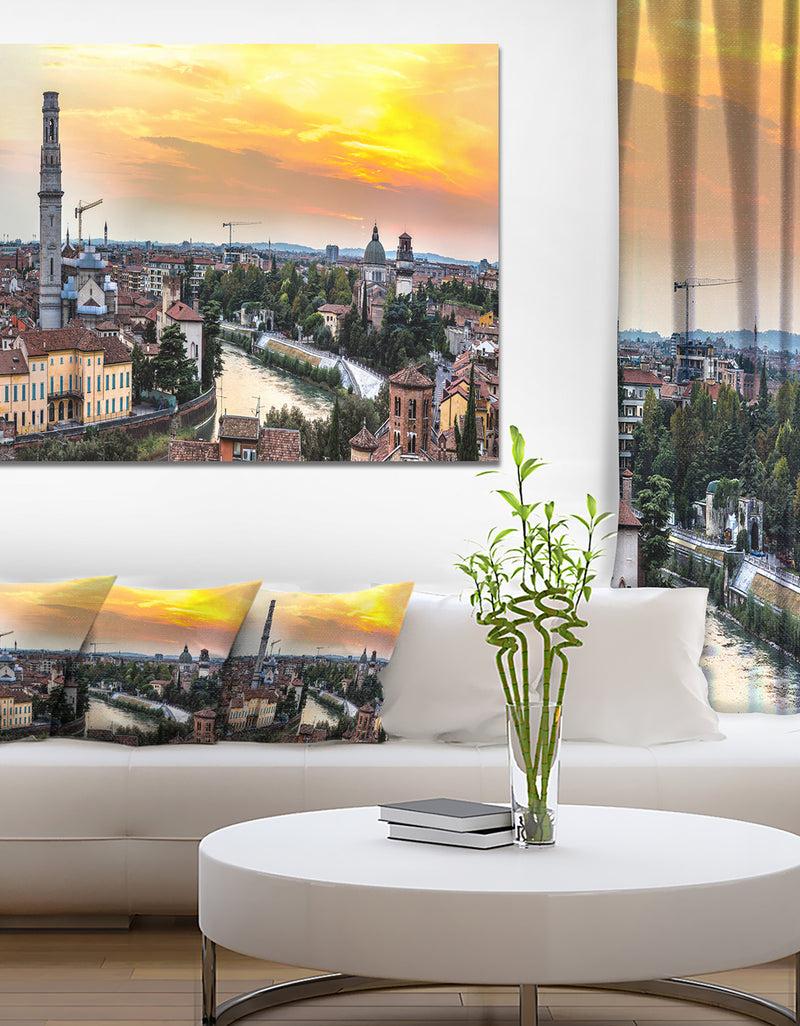 DesignQ Verona at Sunset in Italy - Cityscape Canvas Wall Art