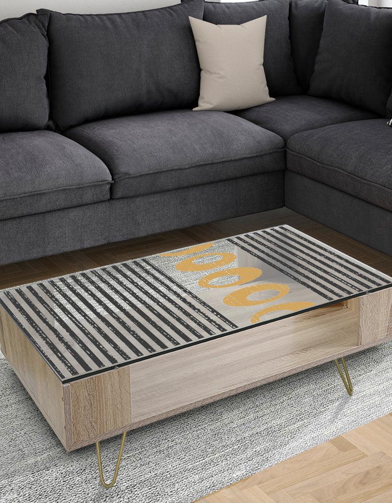 DesignQ Vertical Retro Geometrical Pattern I - Glam Coffee Table