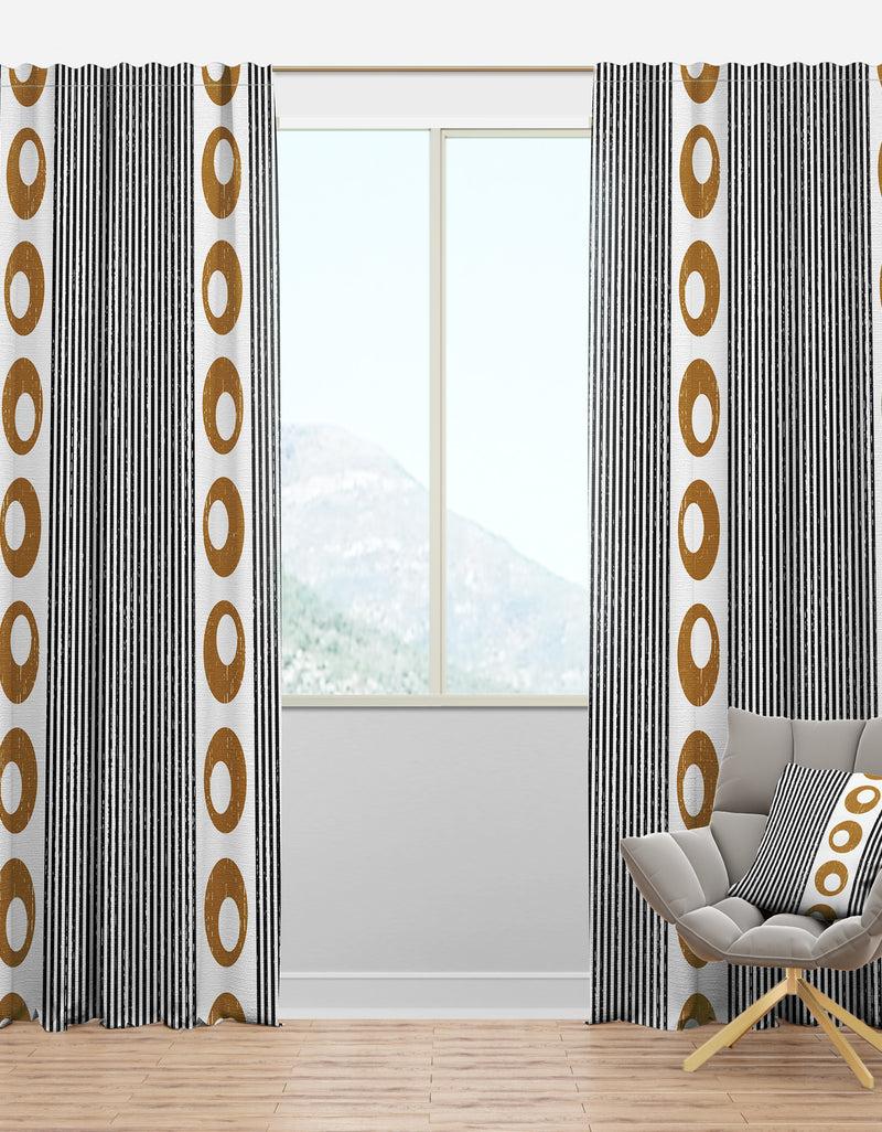 DesignQ Vertical Retro Geometrical Pattern I - Mid-Century Modern Curtain Panels