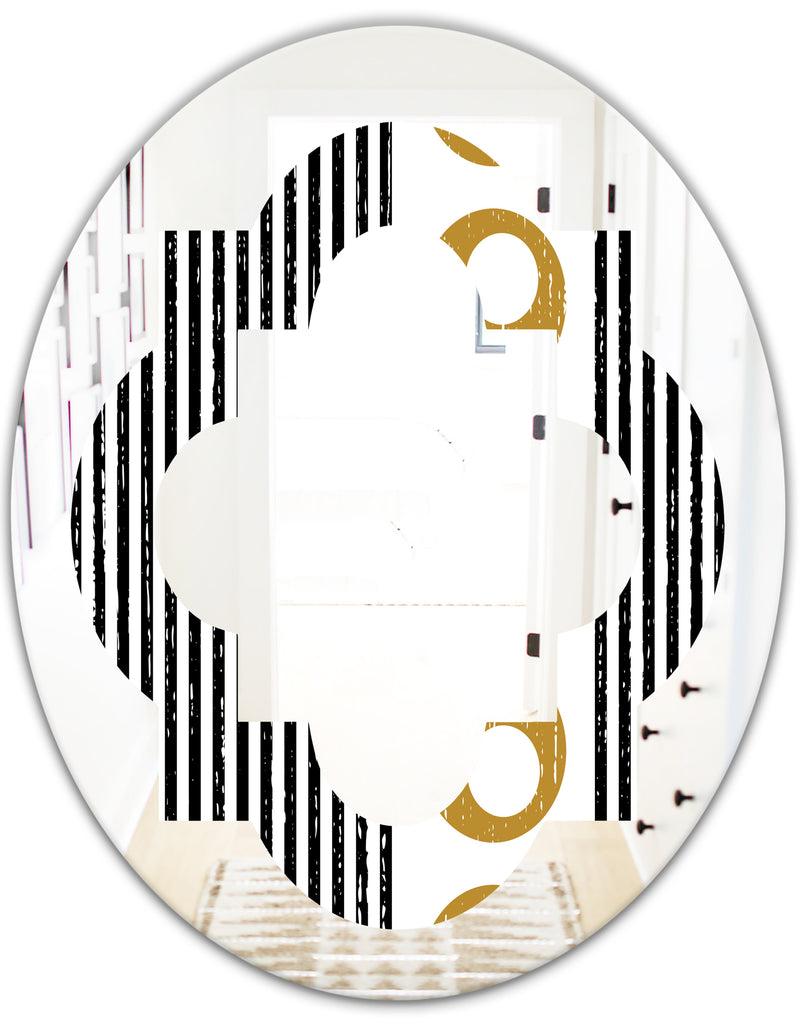 DesignQ Vertical Retro Geometrical Pattern I - Modern Round Or Oval Wall Mirror - Quatrefoil
