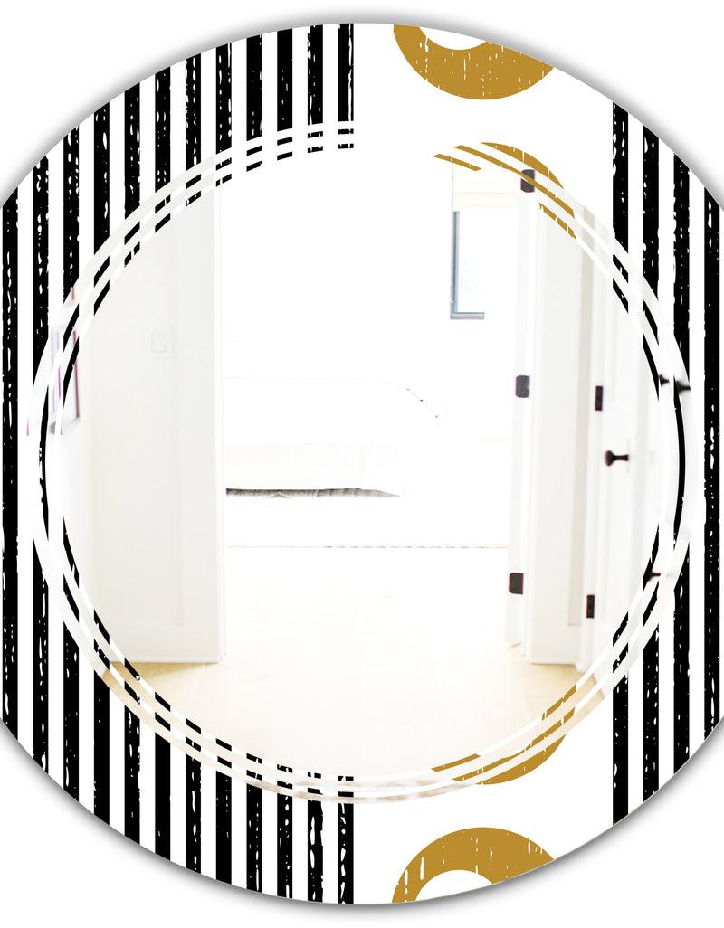 DesignQ Vertical Retro Geometrical Pattern I - Modern Round Or Oval Wall Mirror - Triple C