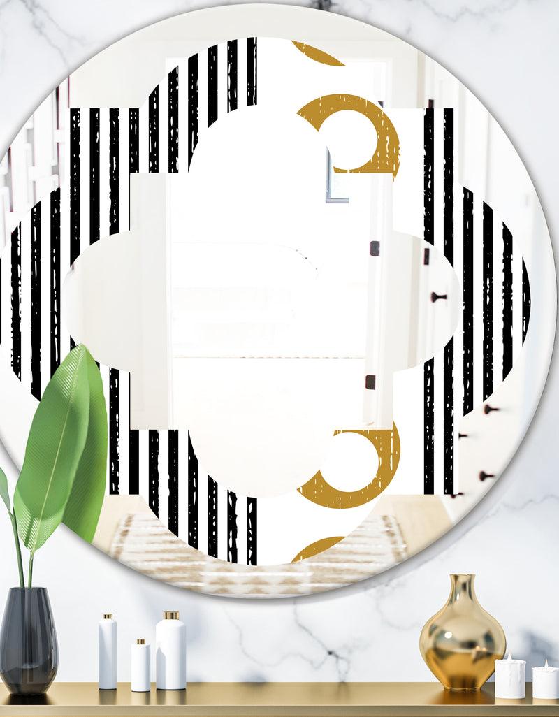 DesignQ Vertical Retro Geometrical Pattern I - Modern Round or Oval Wall Mirror - Quatrefoil