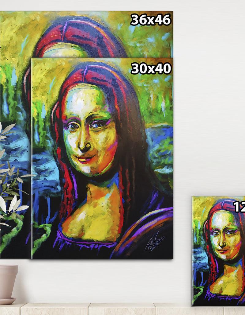 DesignQ Very Colorful Mona Lisa - Modern & Contemporary Premium Canvas Wall Art