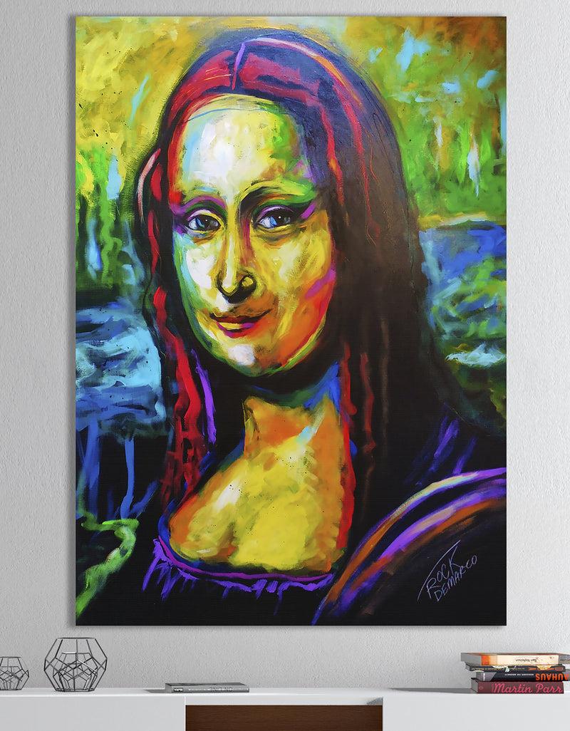 DesignQ Very Colorful Mona Lisa - Modern & Contemporary Premium Canvas Wall Art