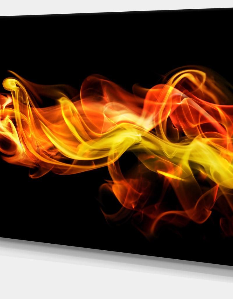 DesignQ Vibrant Yellow Red Waves - Abstract Digital Art Canvas Print