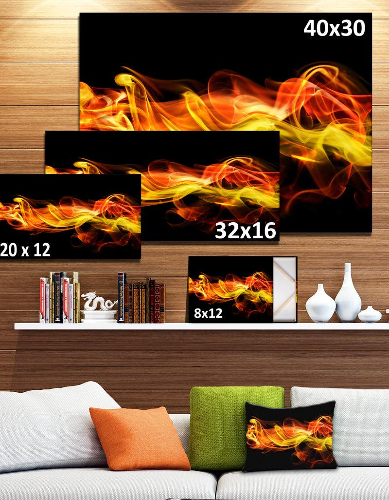 DesignQ Vibrant Yellow Red Waves - Abstract Digital Art Canvas Print