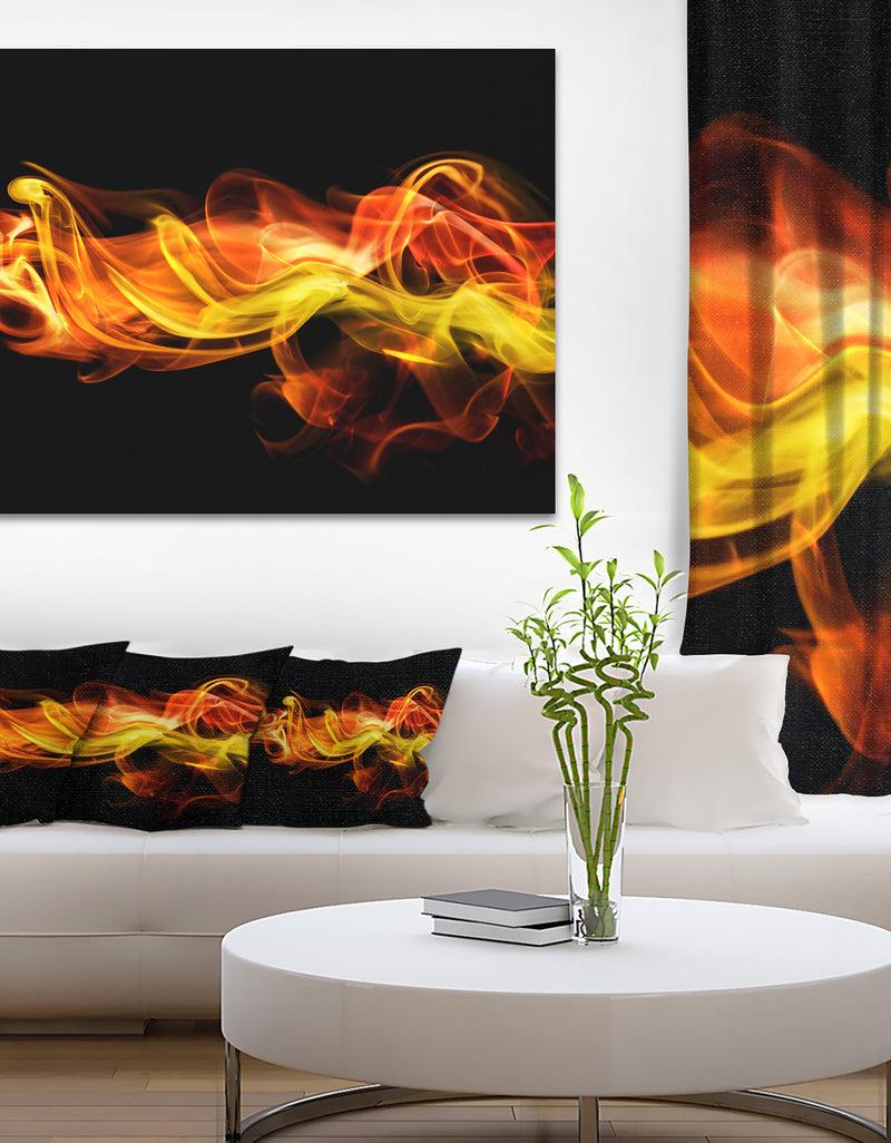 DesignQ Vibrant Yellow Red Waves - Abstract Digital Art Canvas Print