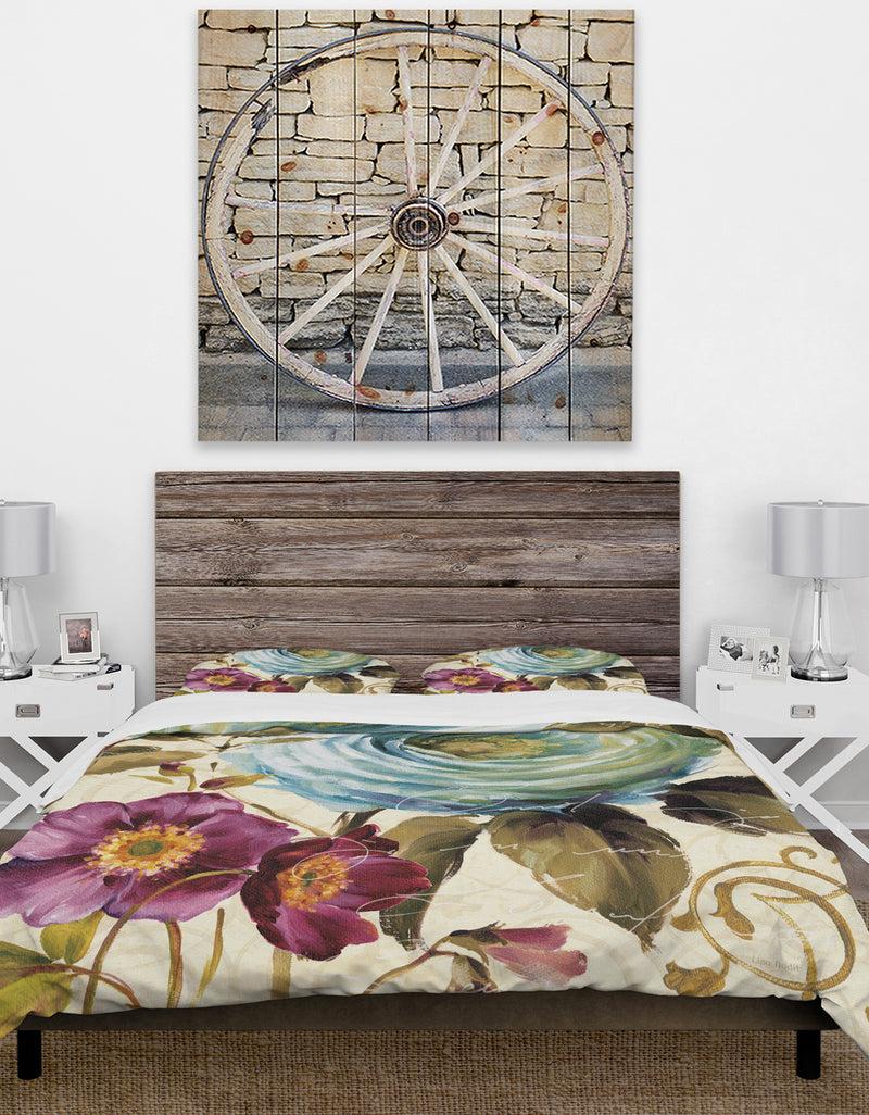 DesignQ Victorias Cream Flower - Cottage Duvet Cover Set