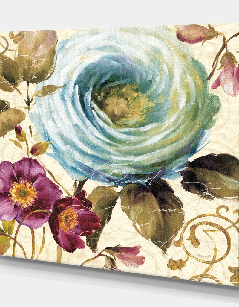 DesignQ Victorias Cream Flower - Traditional Canvas Artwork
