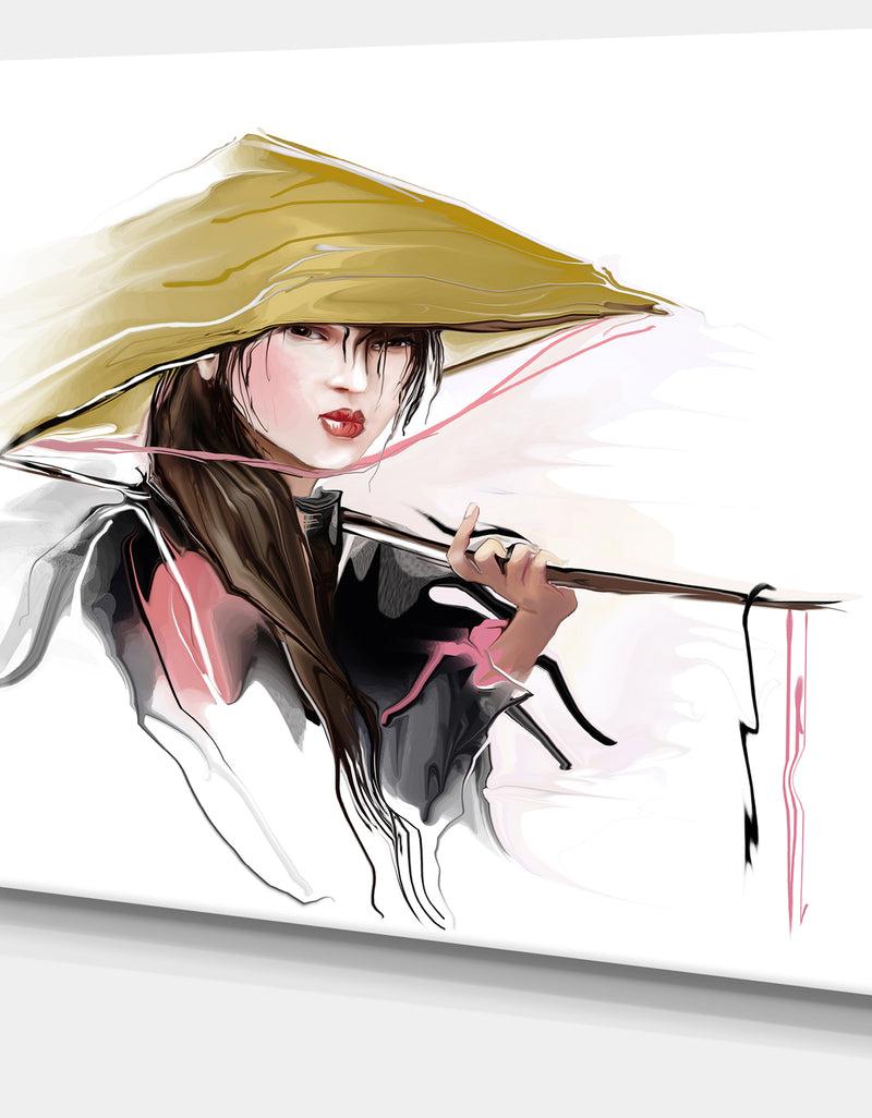 DesignQ Vietnamese Woman - Digital Art Portrait Canvas Print