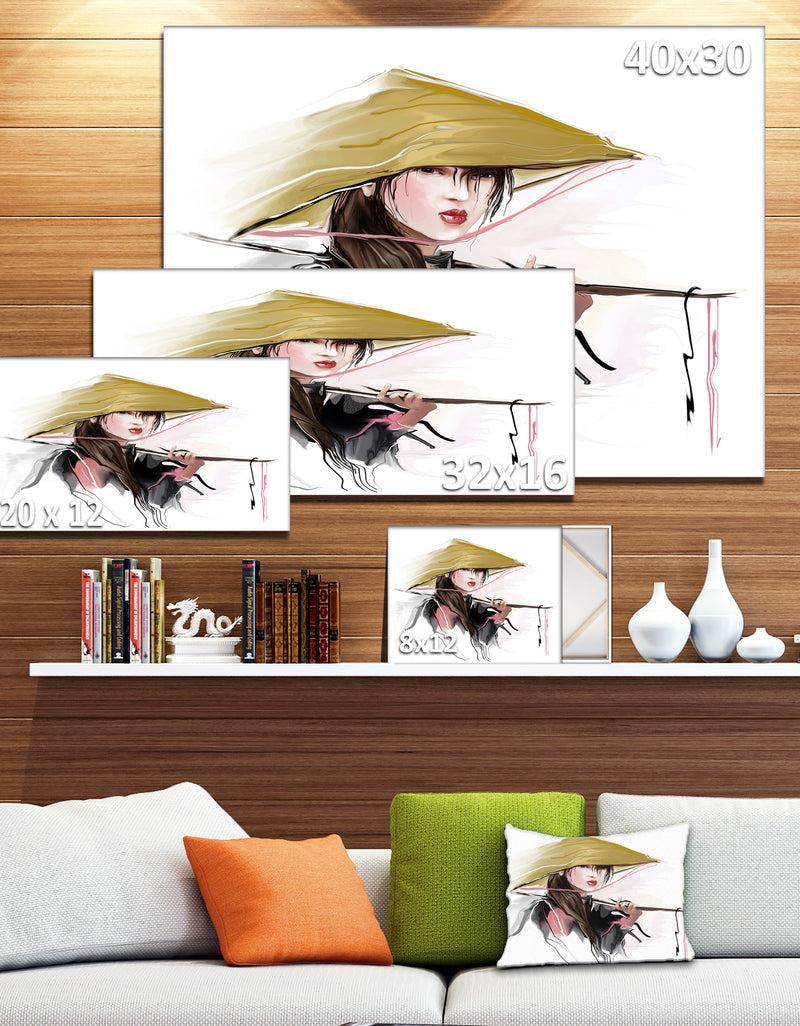 DesignQ Vietnamese Woman - Digital Art Portrait Canvas Print