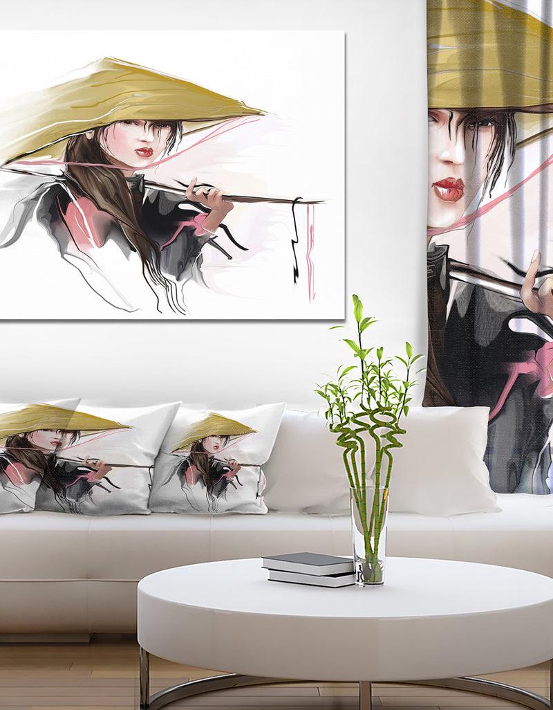 DesignQ Vietnamese Woman - Digital Art Portrait Canvas Print