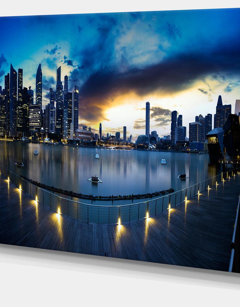 DesignQ View From Marina Bay Sands Panorama - Cityscape Canvas Print