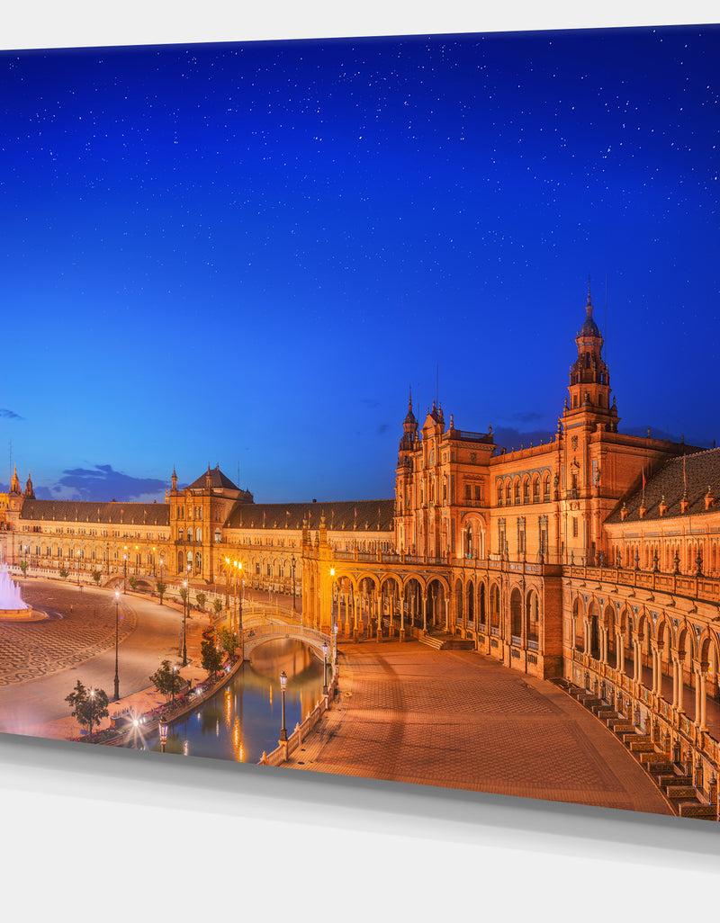 DesignQ View Of Spain Square At Sunset - Modern Cityscape Wall Art