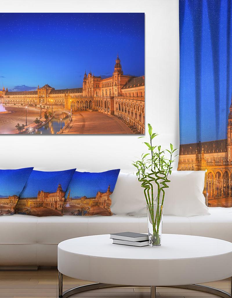 DesignQ View Of Spain Square At Sunset - Modern Cityscape Wall Art