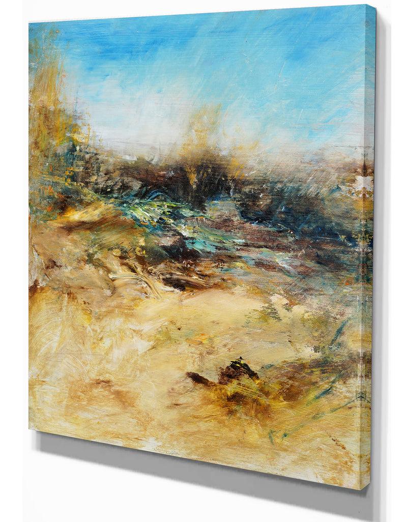 DesignQ Village In Abstract Oil Painting - Landscapes Painting Print On Wrapped Canvas