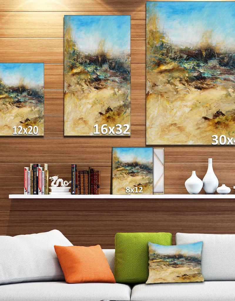 DesignQ Village In Abstract Oil Painting - Landscapes Painting Print On Wrapped Canvas