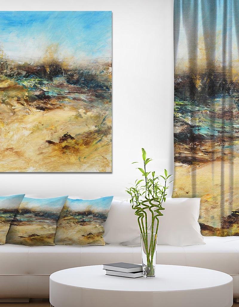 DesignQ Village in Abstract Oil Painting - Landscapes Painting Print on Wrapped Canvas