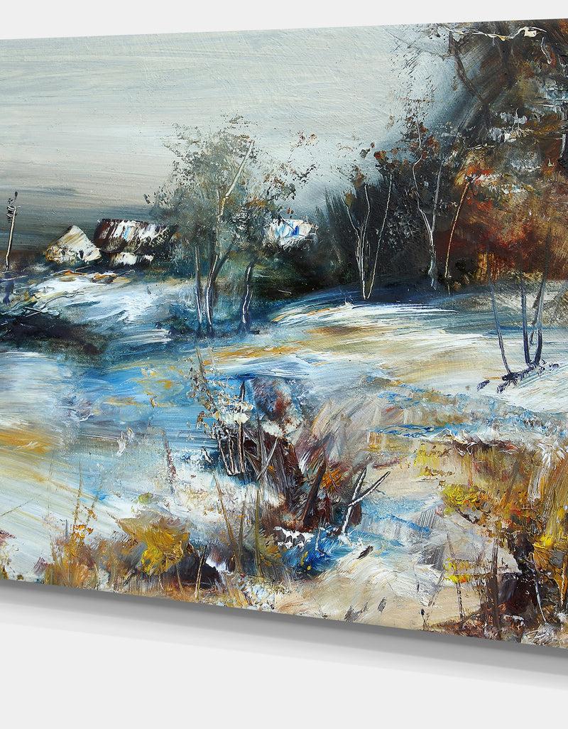 DesignQ Village In Winter - Landscape Canvas Art Print