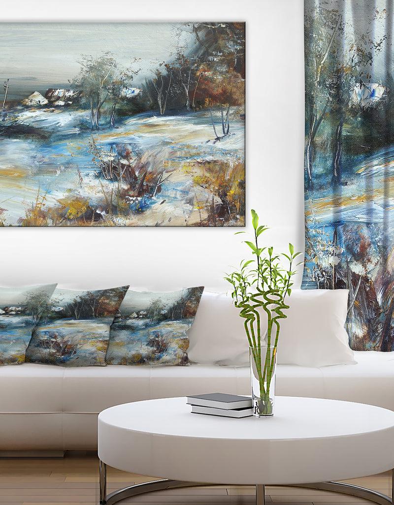DesignQ Village in Winter - Landscape Canvas Art Print