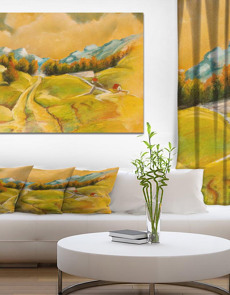 DesignQ Vineyard in Summer Season - Landscapes Painting Print on Wrapped Canvas