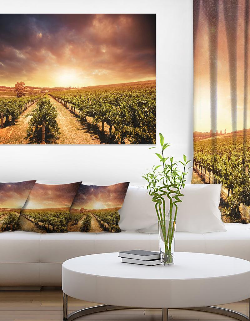 DesignQ Vineyard with Stormy Sunset - Extra Large Wall Art Landscape