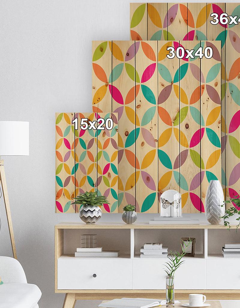 DesignQ Vintage Abstract Seamless Pattern - Contemporary Art Print On Natural Pine Wood