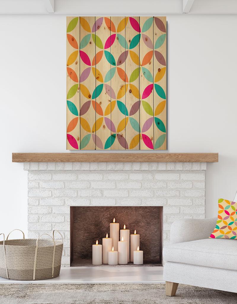 DesignQ Vintage abstract seamless pattern - Contemporary Art Print on Natural Pine Wood