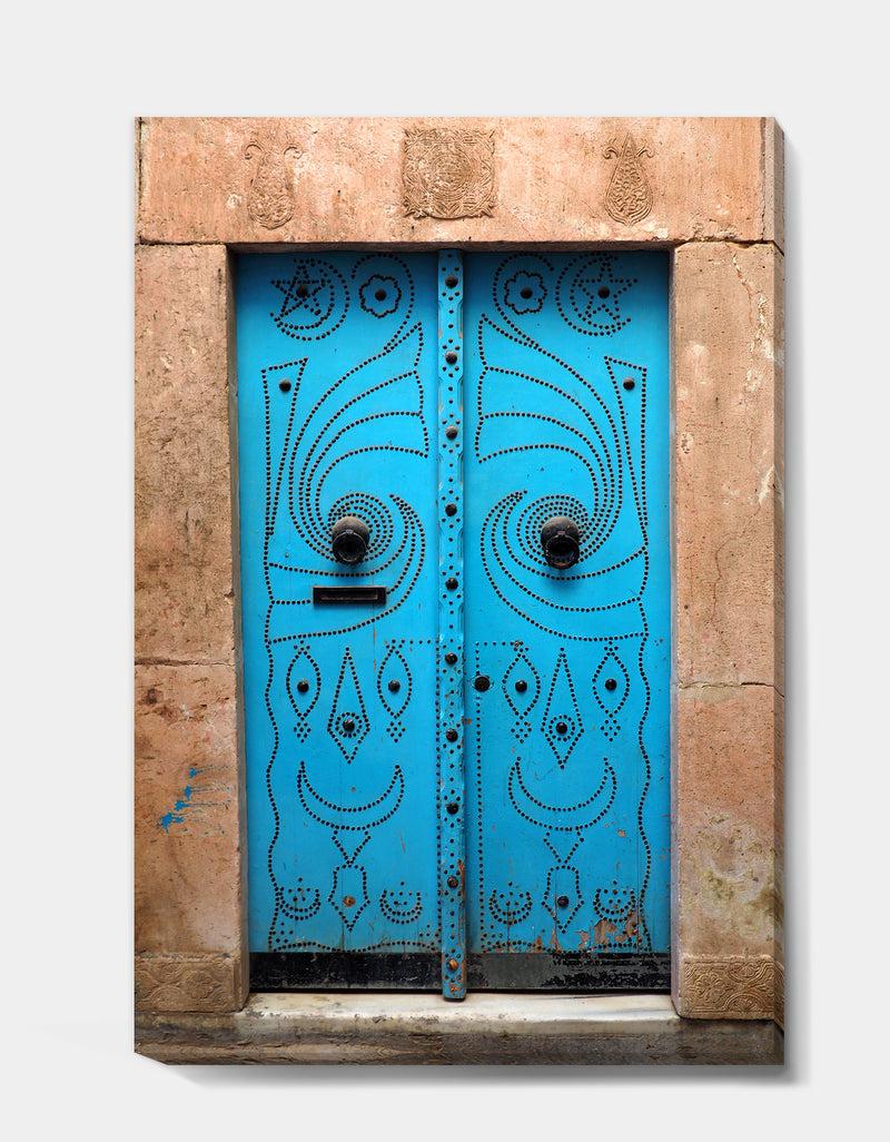 DesignQ Vintage Arabic Blue Door - Vintage Canvas Art