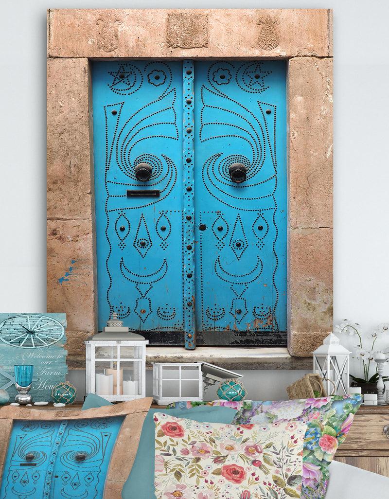 DesignQ Vintage Arabic Blue Door - Vintage Canvas Art