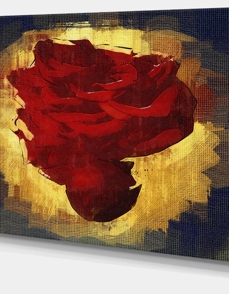 DesignQ Vintage Background With Red Flower - Modern Flower Canvas Wall Artwork