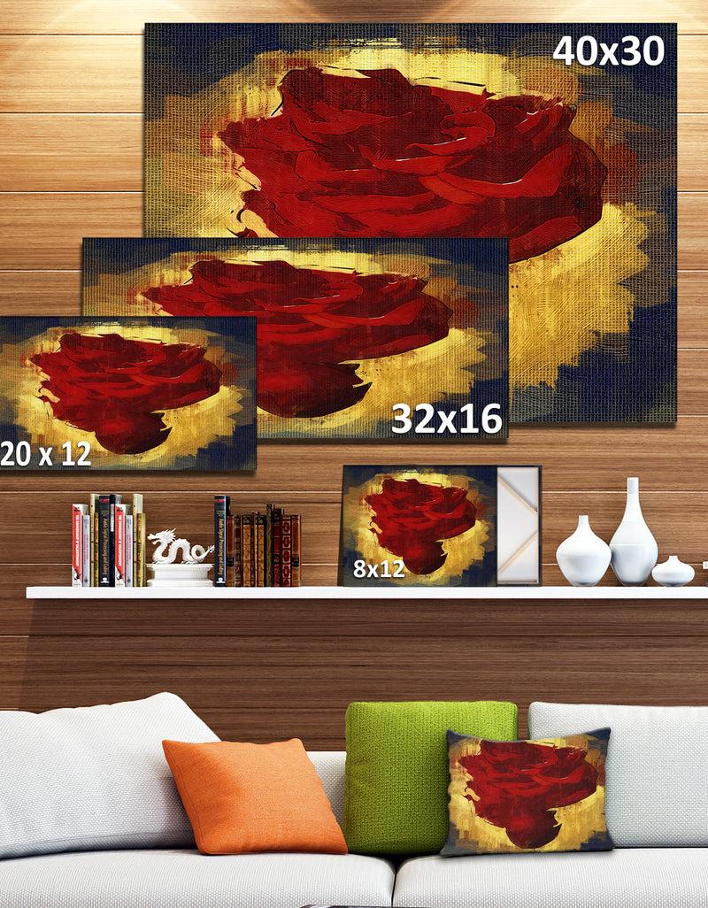 DesignQ Vintage Background With Red Flower - Modern Flower Canvas Wall Artwork