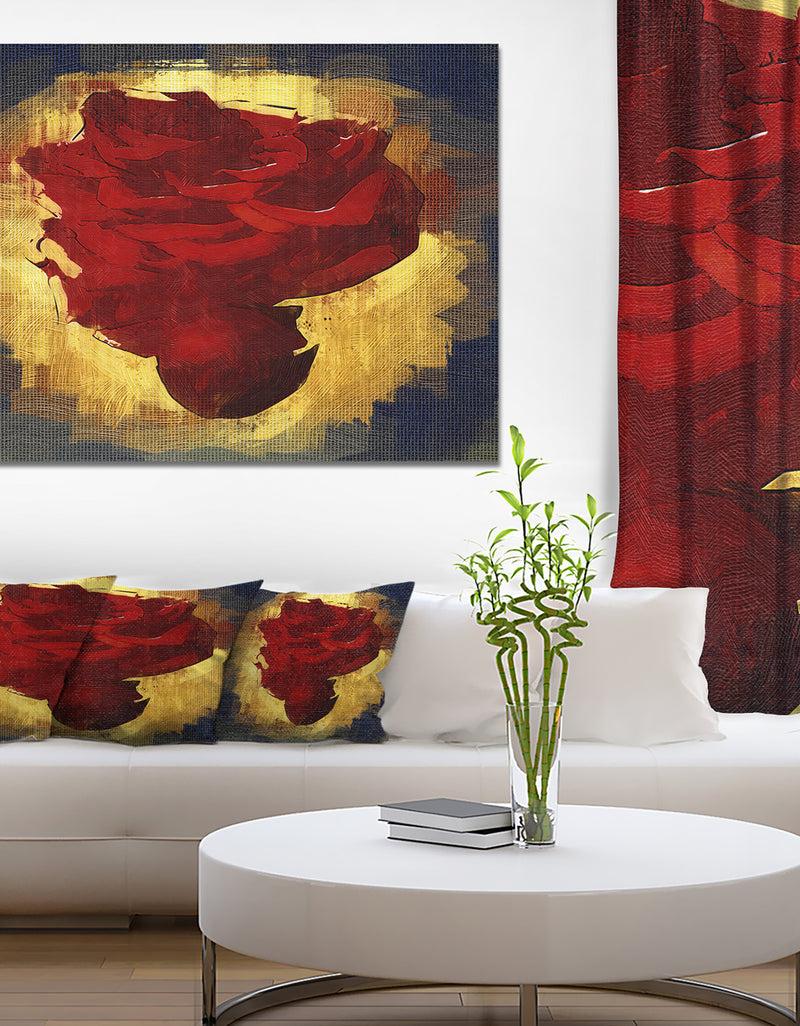 DesignQ Vintage Background With Red Flower - Modern Flower Canvas Wall Artwork