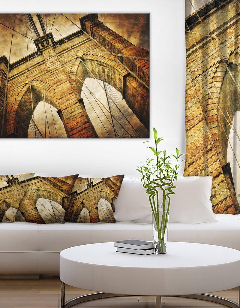 DesignQ Vintage Brooklyn Bridge - Contemporary Canvas Art Print