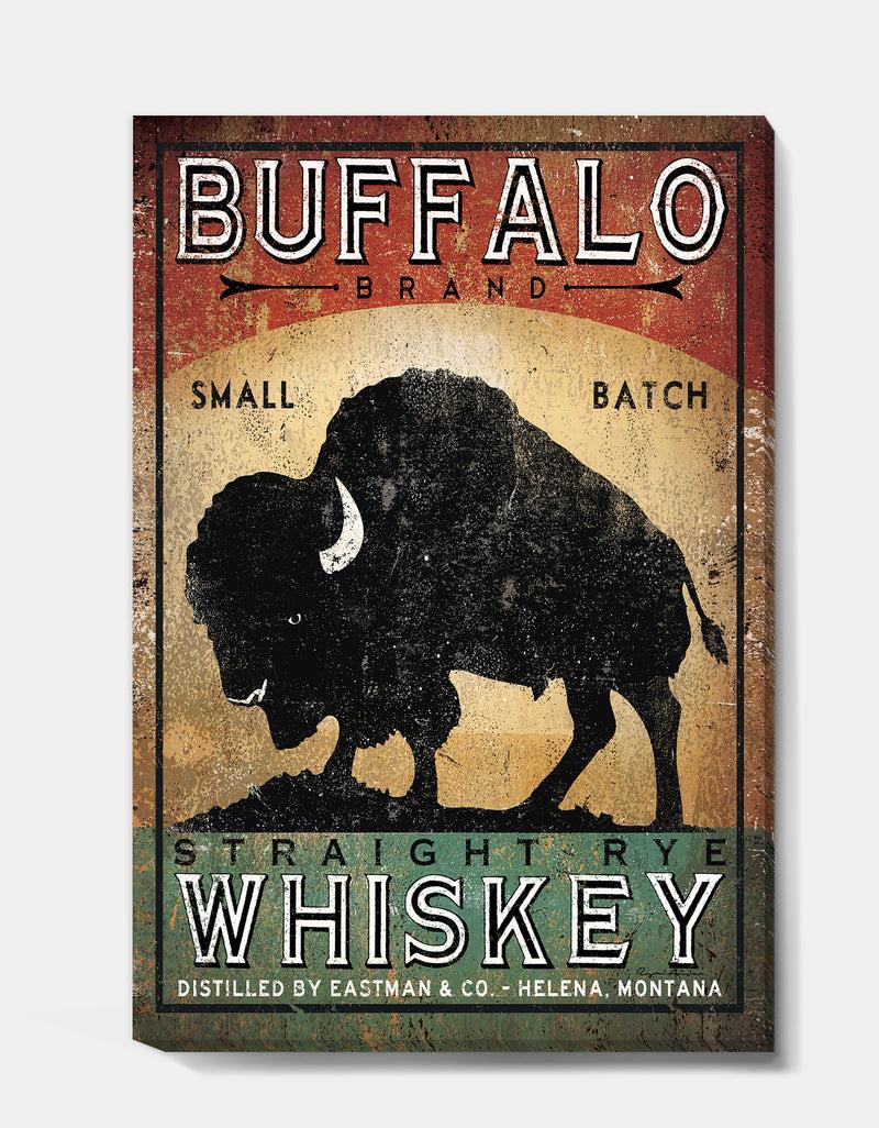 DesignQ Vintage Buffalo Whiskey - Wildlife Premium Canvas Wall Art